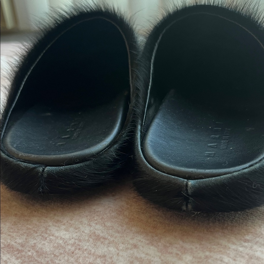 MARNI Black Fur Slip-On Shoes - Picture 3 of 9